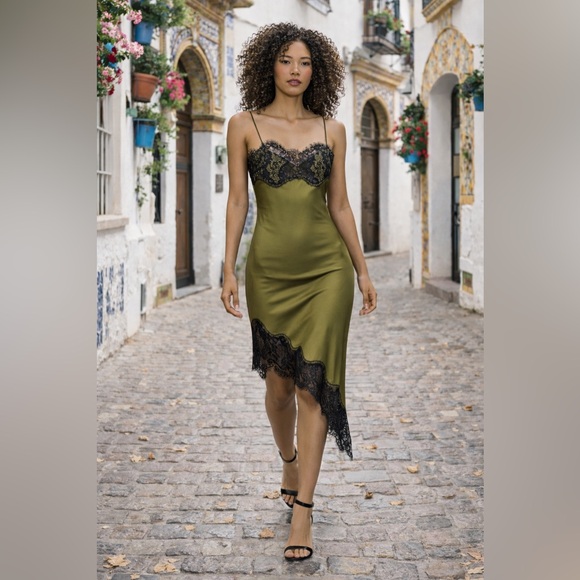 Zara Dresses & Skirts - ❗️LAST CHANCE❗️ITEM WILL BE REMOVED SOON❗️ZARA ASYMM. SATIN EFFECT LACE DRESS